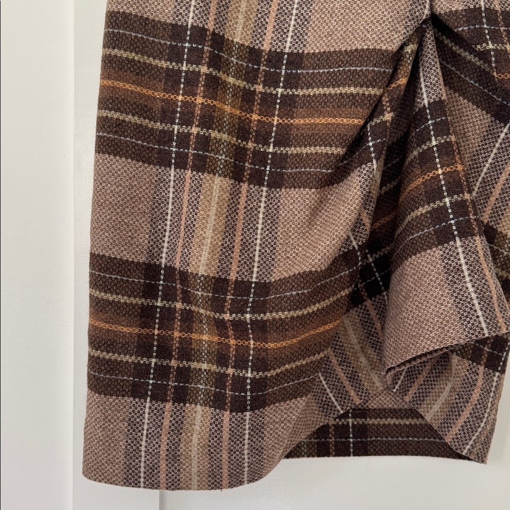 Anthropologie CARTONNIER MADE TO MEASURE SKIRT WOOL PLAID PENCIL GATHERED Size 4 - Picture 5 of 9